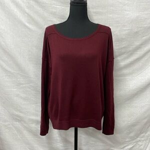 LOFT burgandy colored lightweight pullover sweater, size Large